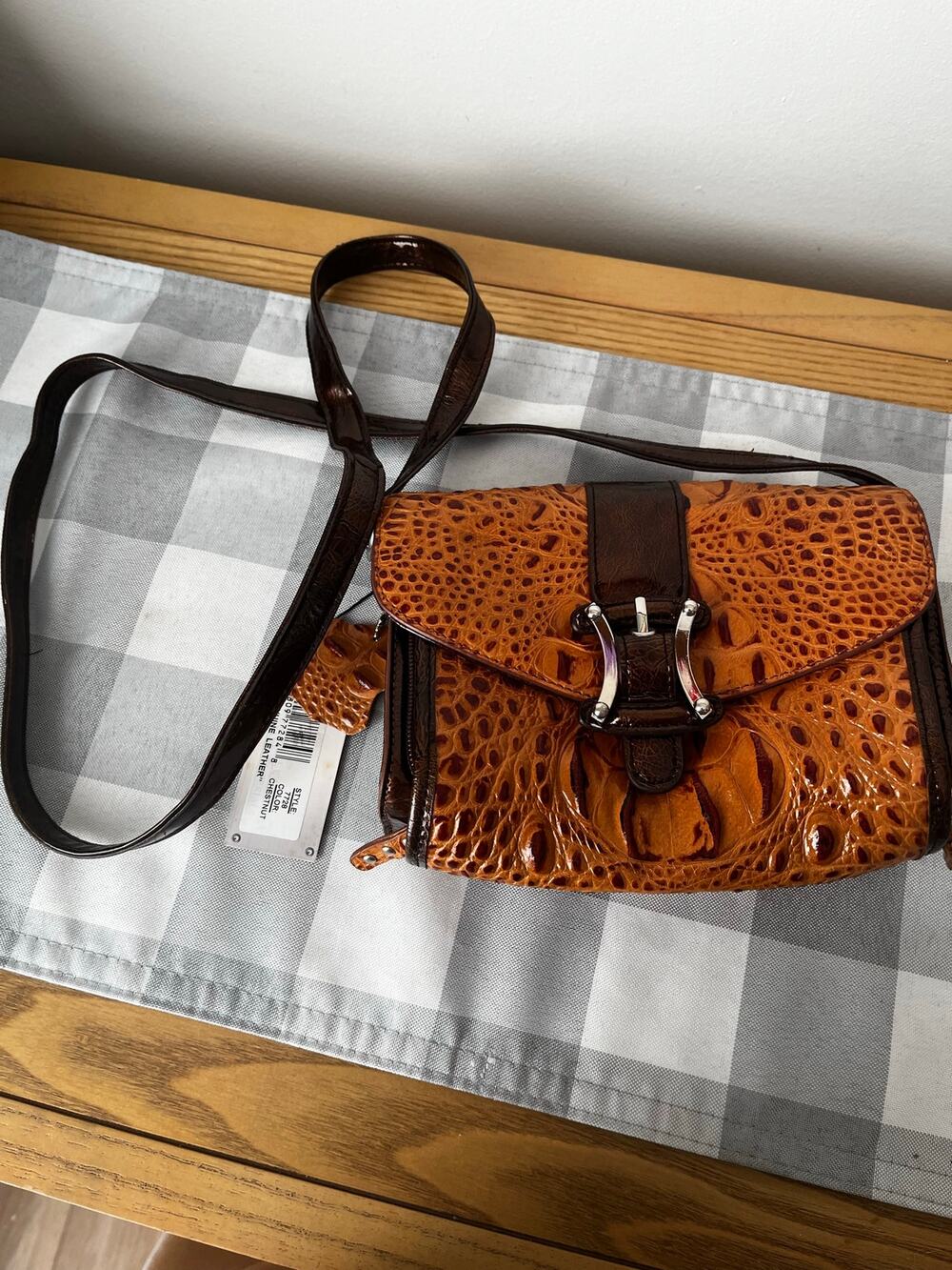 M.C. handbags Croc Embossed Leather Shoulder Bag Purse Women’s NEW Dust Bag
